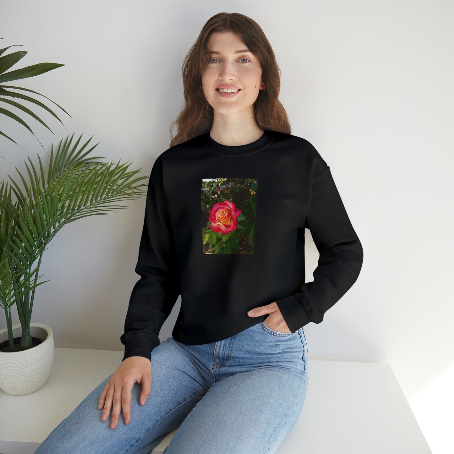 Unisex Gardening Sweatshirt Double Delight Rose Print