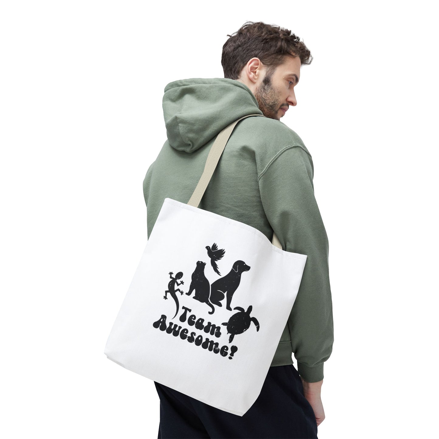 Unisex Animal Lover Lizard Cat Bird Dog Turtle Team Awesome Tote Bag