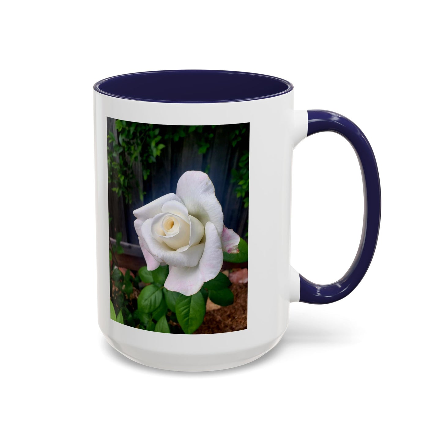 11oz/15oz Garden Themed White Sugar Moon Hybrid Tea Roses Coffee Mug