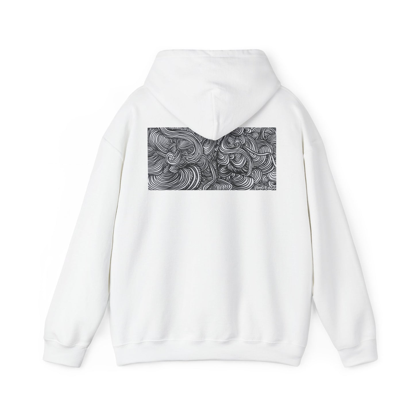 Unisex Heavy Blend™ Original Minimalist Line Art Midsize Print Hooded Sweatshirt - Liquid