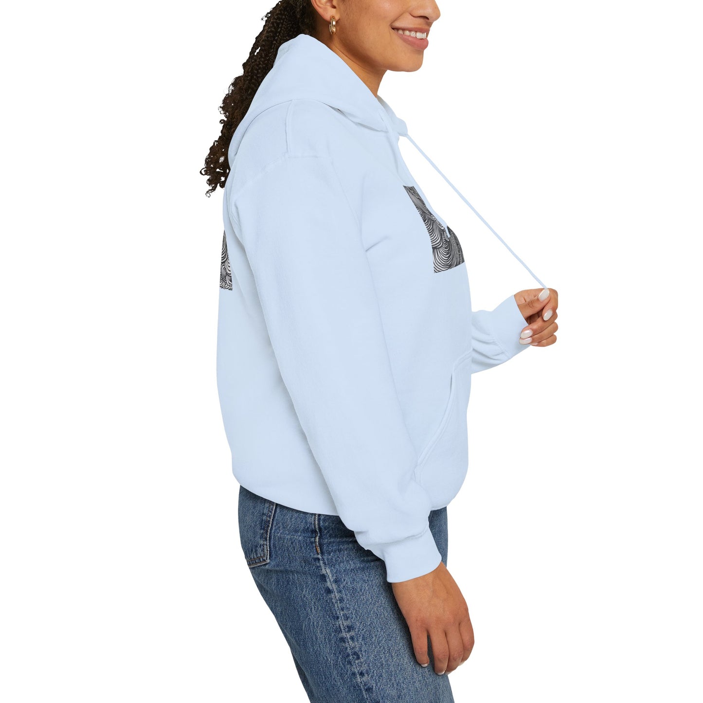 Unisex Heavy Blend™ Original Minimalist Line Art Midsize Print Hooded Sweatshirt - Liquid
