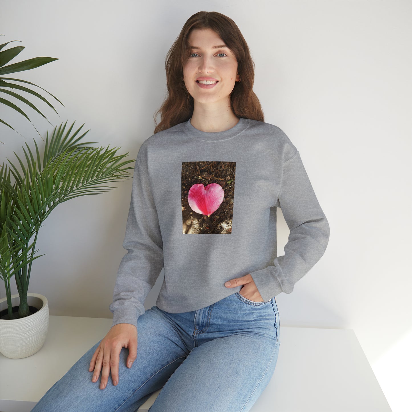 Unisex Heavy Blend Double Delight Rose Petal Crewneck Sweatshirt