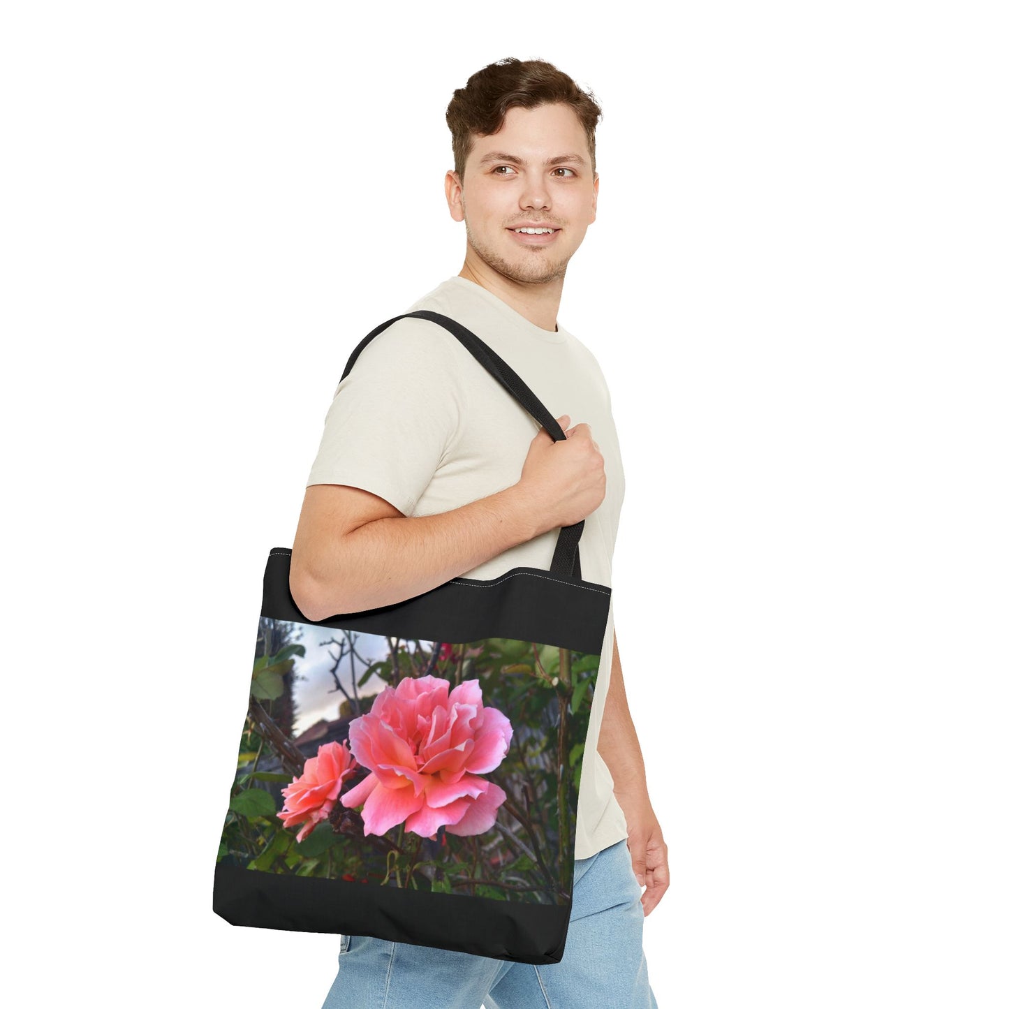 Unisex Garden Themed Double Delight Roses Reusable Tote Bag