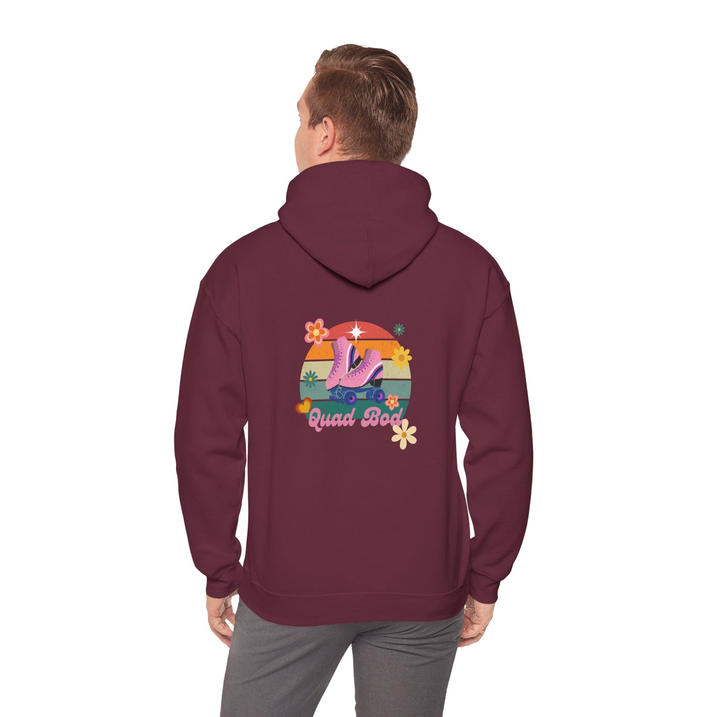 Unisex Heavy Blend™ Quad Bod Retro Vibes Rollerskater Hooded Sweatshirt