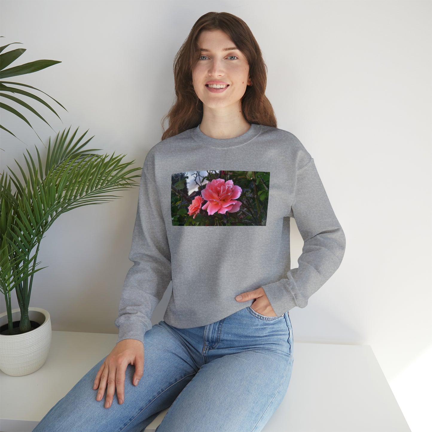 Unisex Gardening Sweatshirt Double Delight Roses