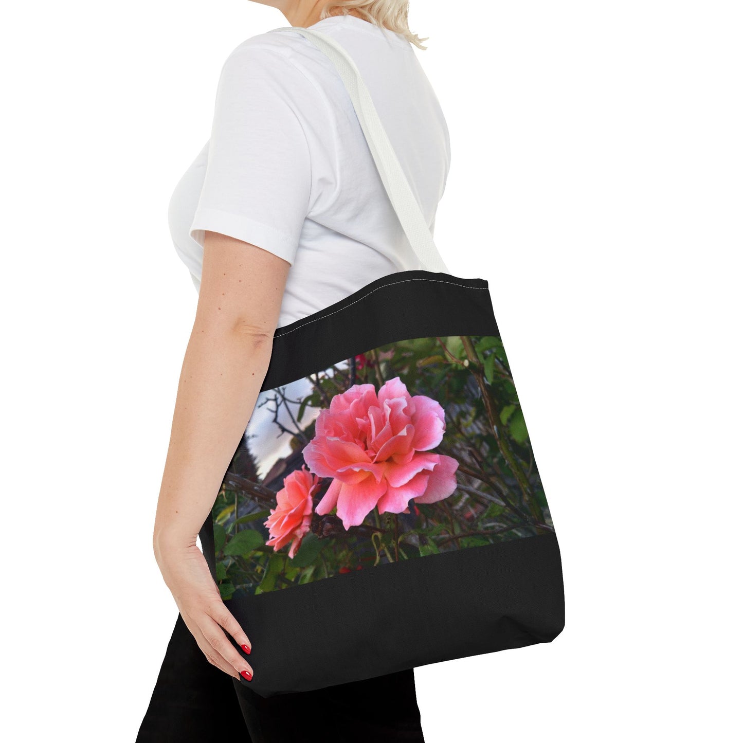 Unisex Garden Themed Double Delight Roses Reusable Tote Bag