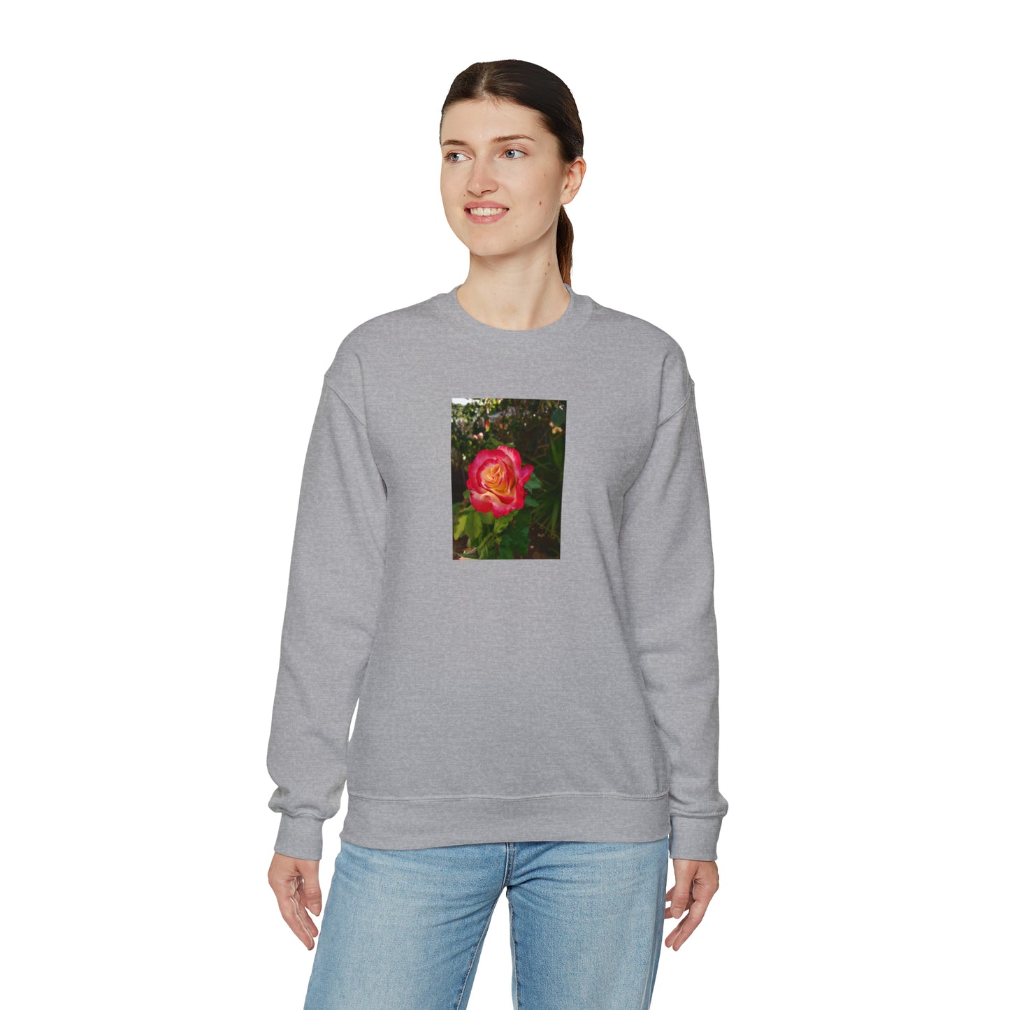 Unisex Gardening Sweatshirt Double Delight Rose Print