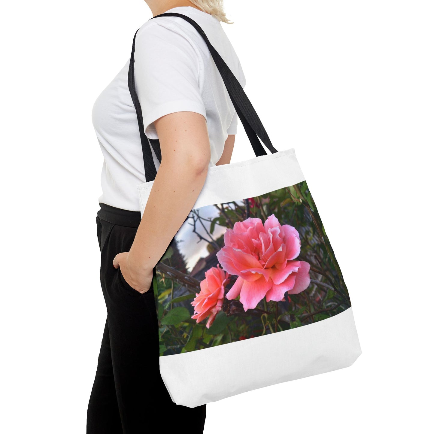 Unisex Garden Themed Double Delight Roses Reusable Tote Bag