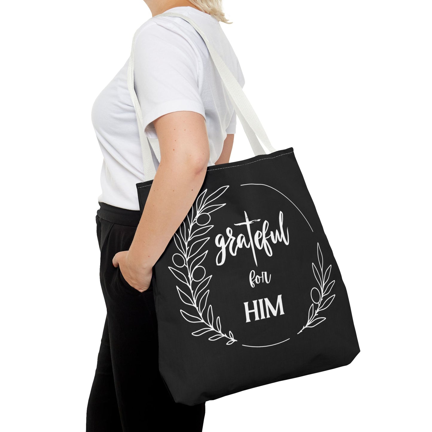 Unisex graTeful For Him Round Motif Tote Bag