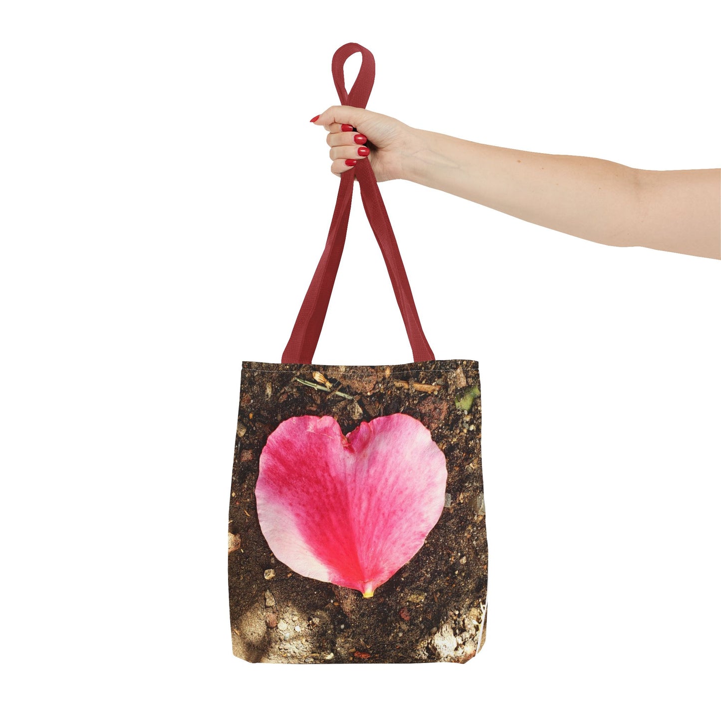 Unisex Garden Themed Double Delight Heart Shaped Rose Petal Tote Bag