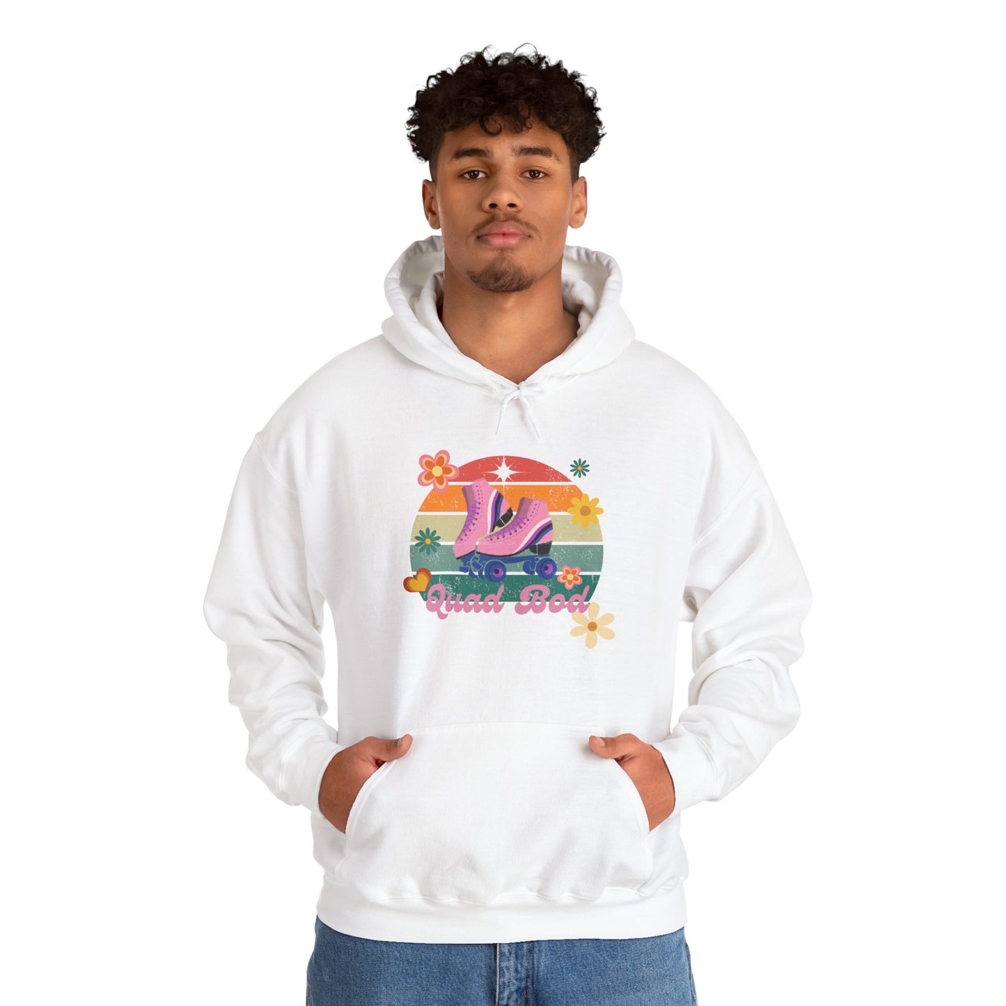 Unisex Heavy Blend™ Quad Bod Retro Vibes Rollerskater Hooded Sweatshirt