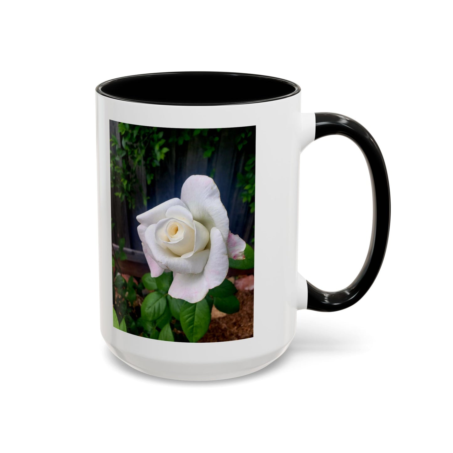 11oz/15oz Garden Themed White Sugar Moon Hybrid Tea Roses Coffee Mug