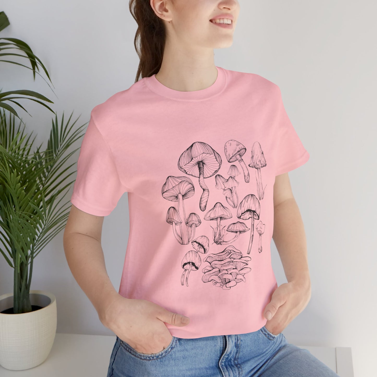 Unisex Mushroom Lover Fungi Print Toadstool T-Shirt