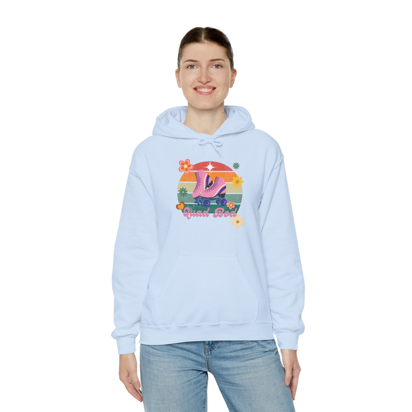 Unisex Heavy Blend™ Quad Bod Retro Vibes Rollerskater Hooded Sweatshirt