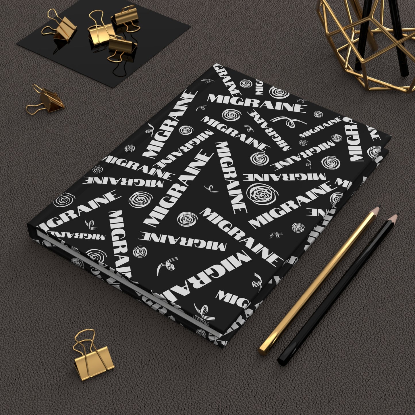 Hardcover Matte 150 Page Migraine Brain Word Scramble Journal - Black
