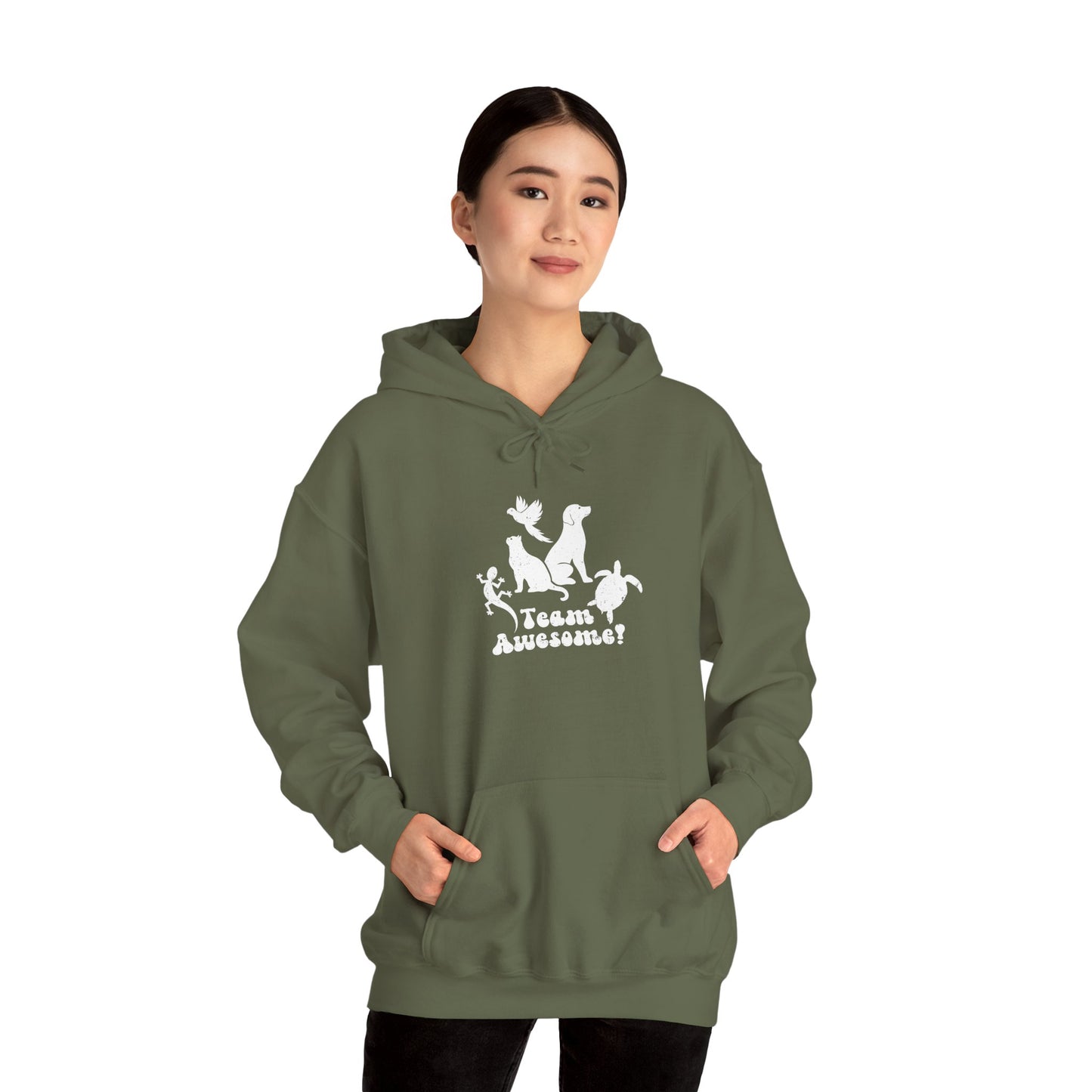 Unisex Animal Lover Lizard Cat Bird Dog Turtle Team Awesome Hooded Sweatshirt