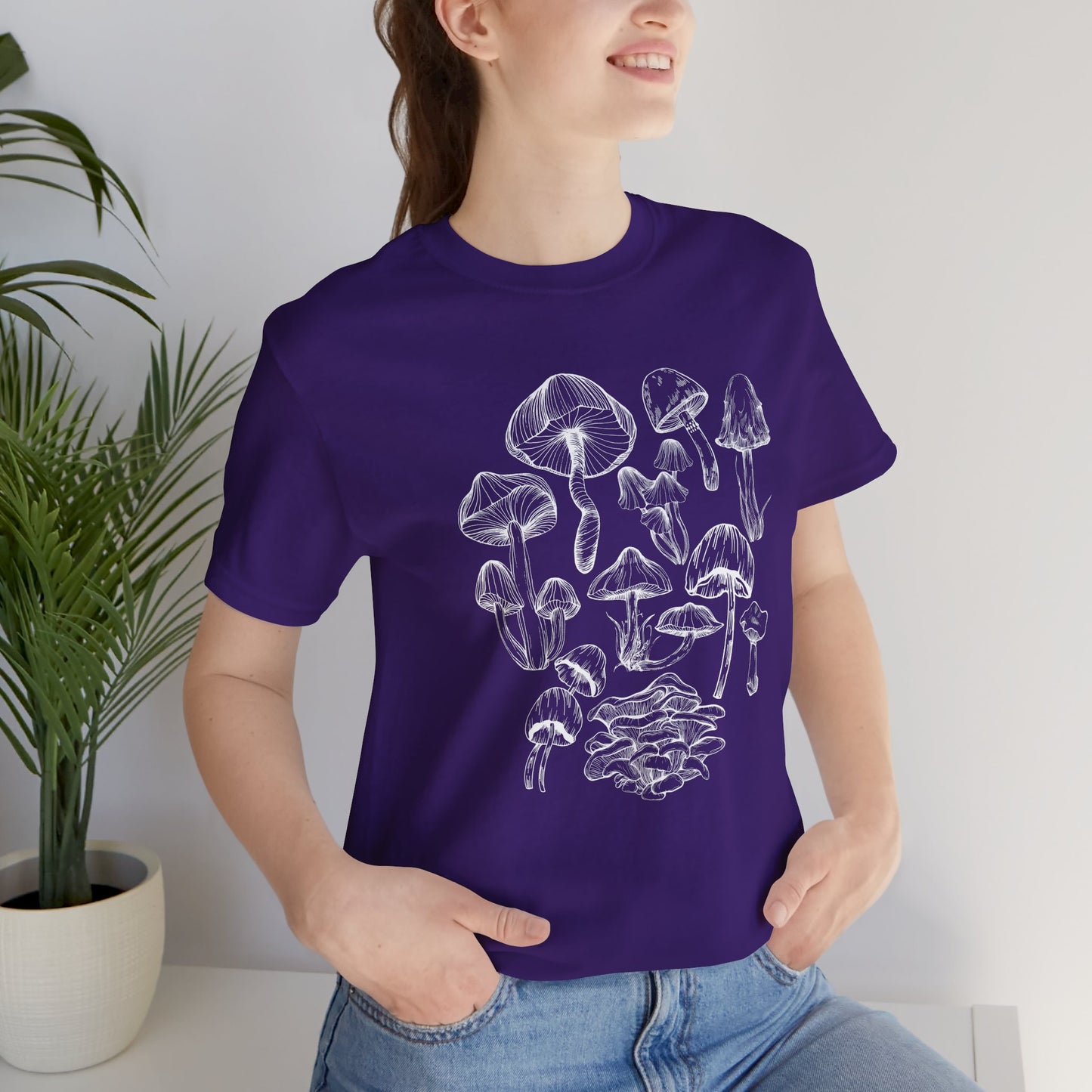 Unisex Mushroom Lover Fungi Print Toadstool T-Shirt