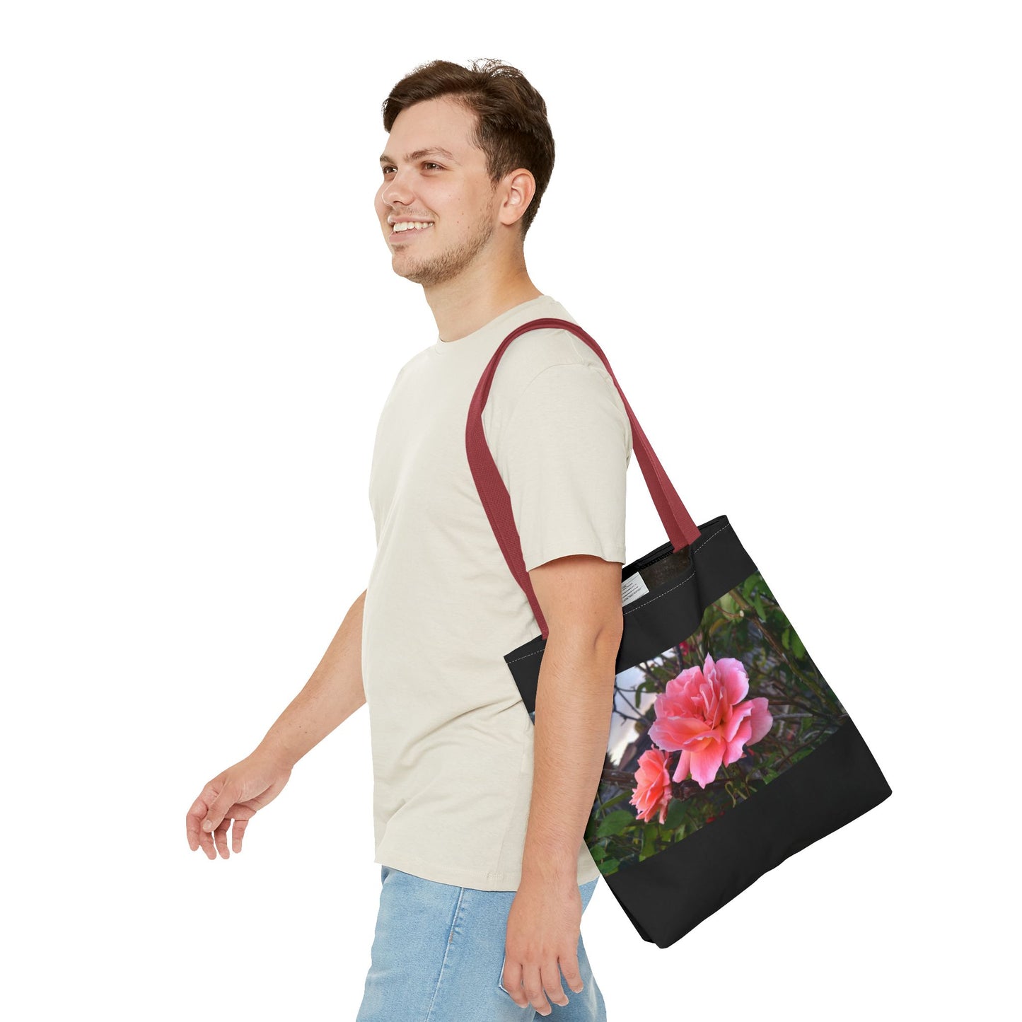 Unisex Garden Themed Double Delight Roses Reusable Tote Bag
