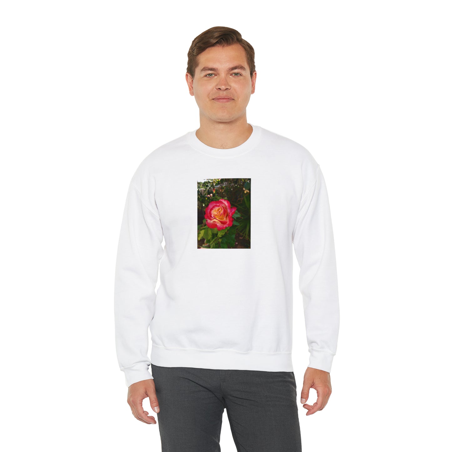 Unisex Gardening Sweatshirt Double Delight Rose Print