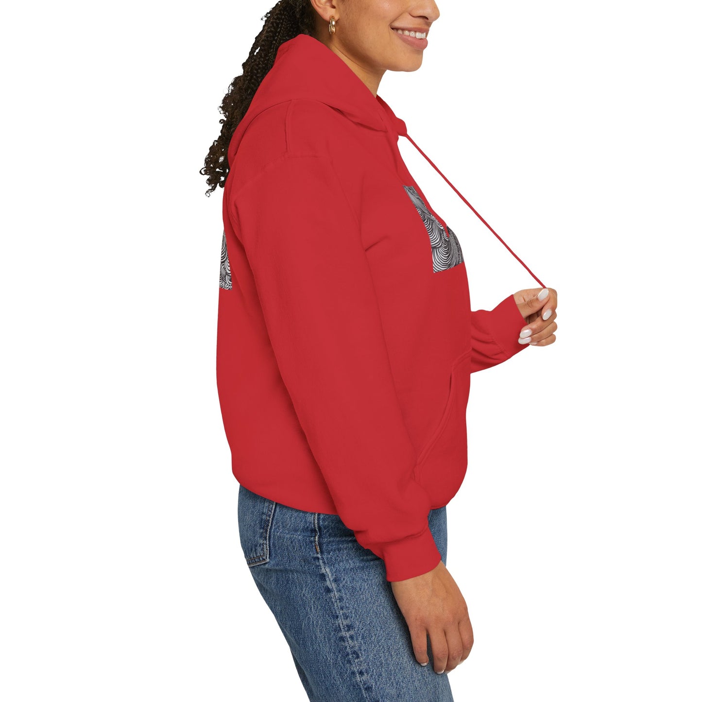 Unisex Heavy Blend™ Original Minimalist Line Art Midsize Print Hooded Sweatshirt - Liquid