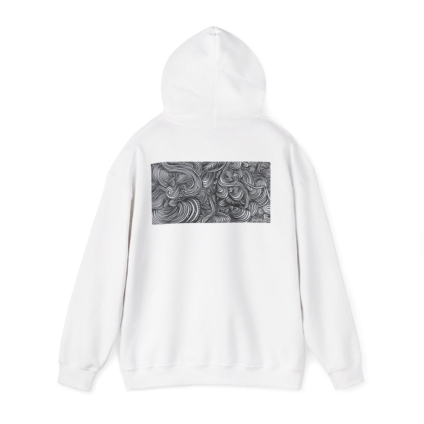 Unisex Heavy Blend™ Original Minimalist Line Art Midsize Print Hooded Sweatshirt - Liquid