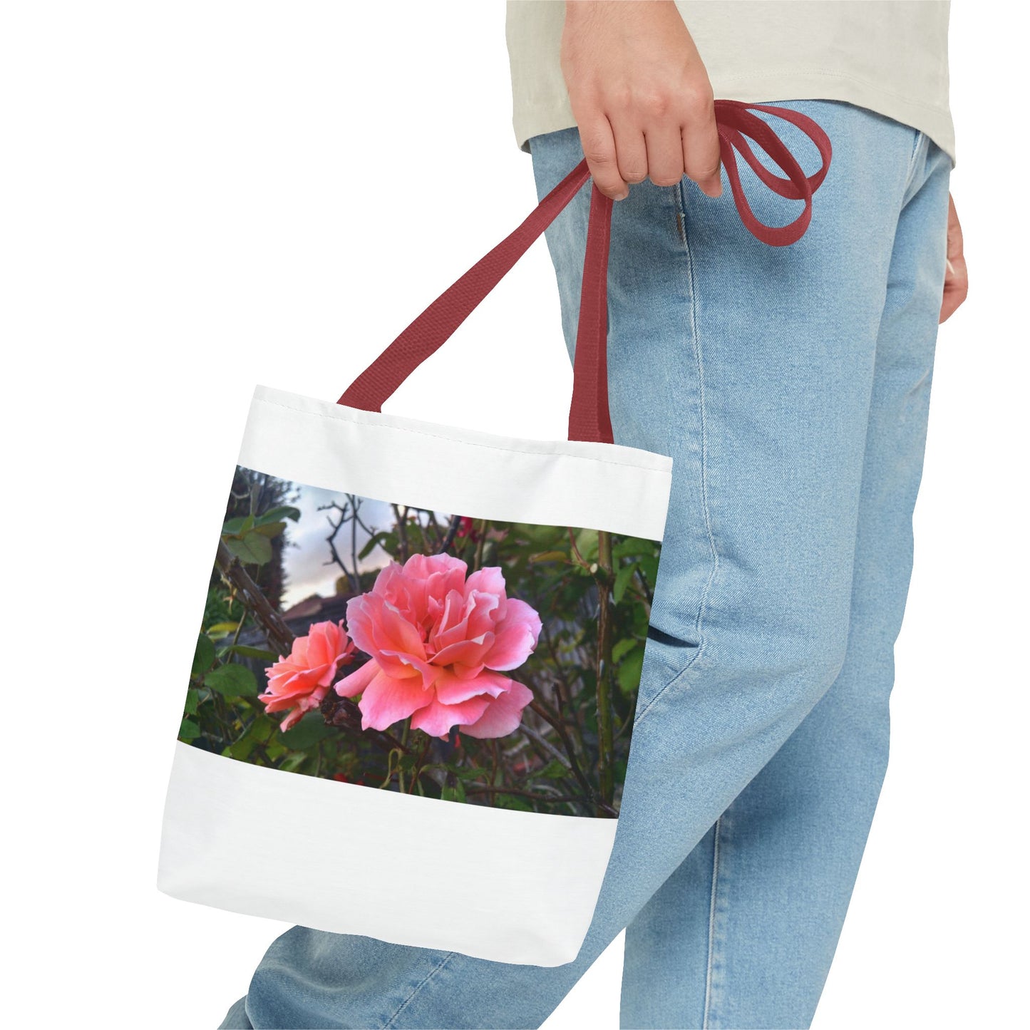 Unisex Garden Themed Double Delight Roses Reusable Tote Bag