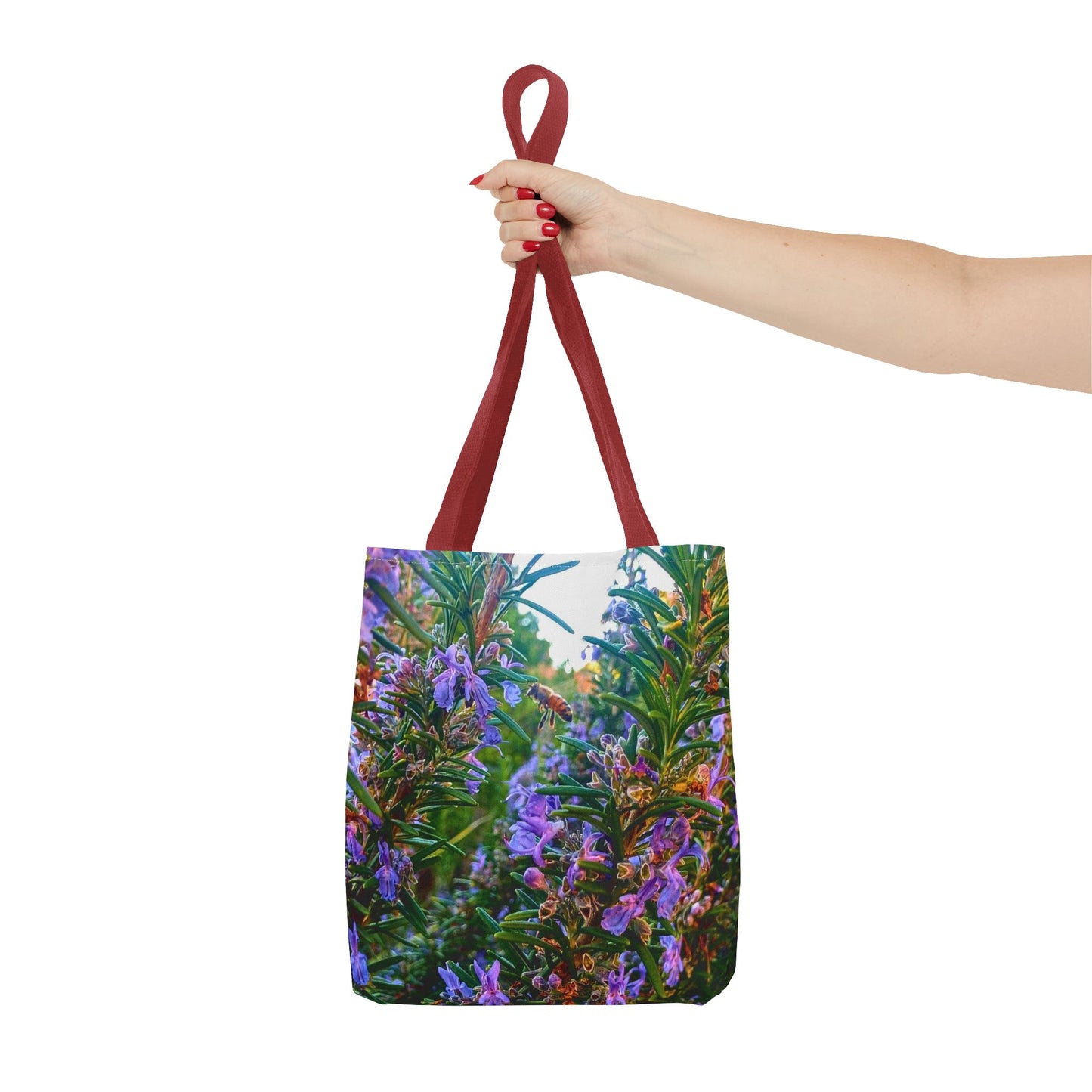 Garden Themed Bee and Rosemary Tote Bag