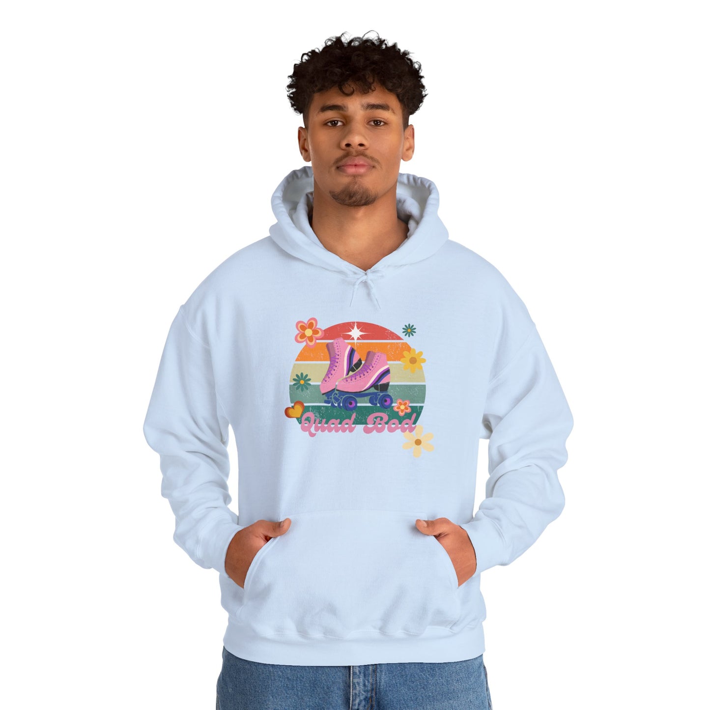 Unisex Heavy Blend™ Quad Bod Retro Vibes Rollerskater Hooded Sweatshirt