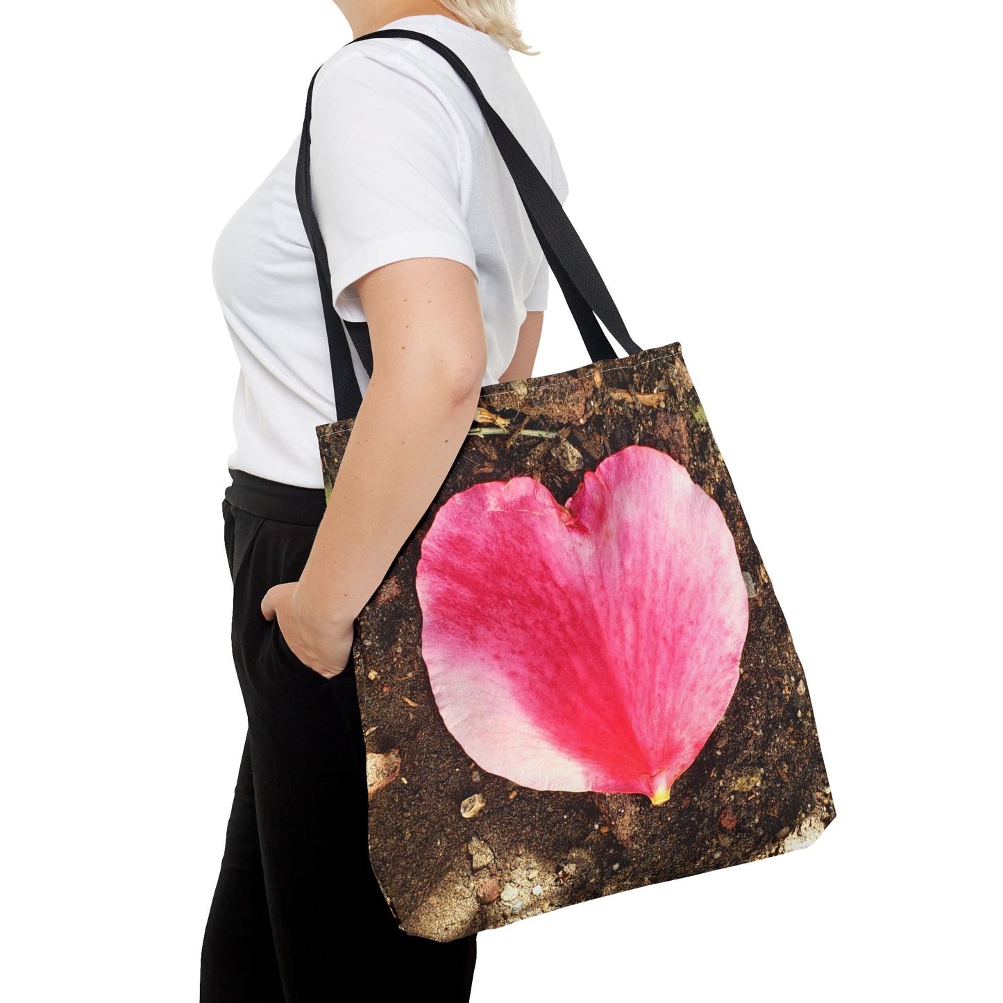 Unisex Garden Themed Double Delight Heart Shaped Rose Petal Tote Bag