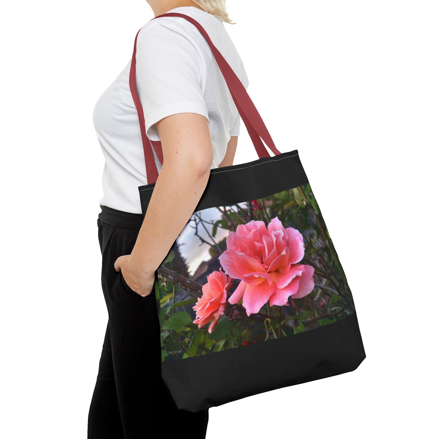 Unisex Garden Themed Double Delight Roses Reusable Tote Bag