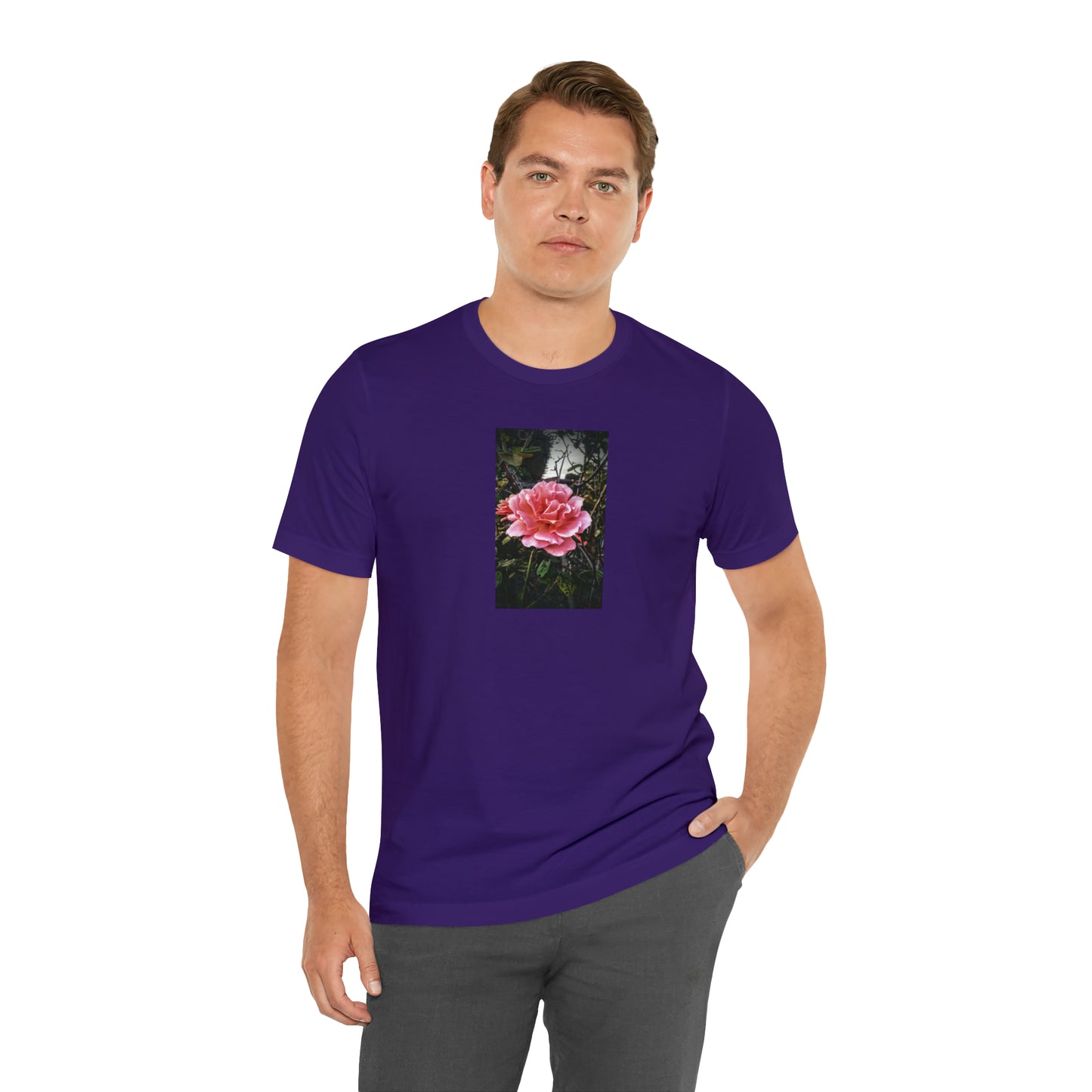 Unisex Gardening Shirt Double Delight Rose Print