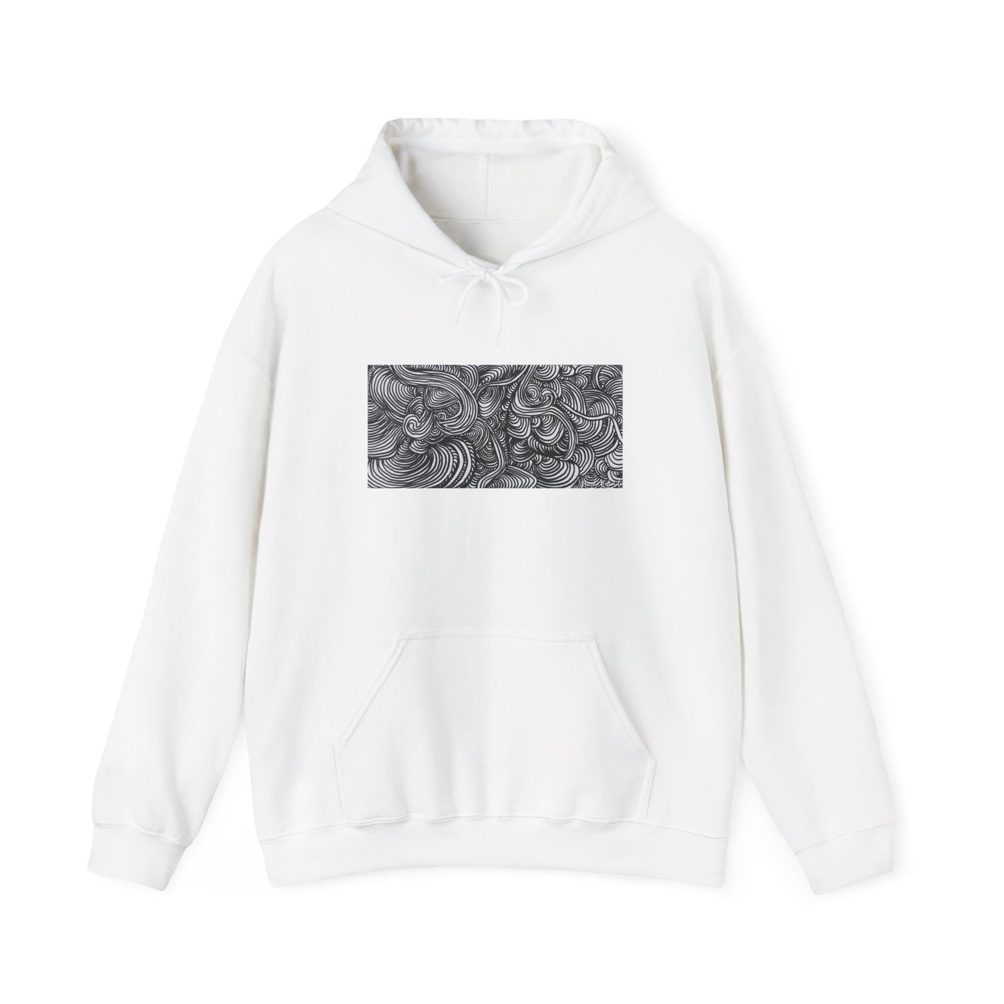 Unisex Heavy Blend™ Original Minimalist Line Art Midsize Print Hooded Sweatshirt - Liquid