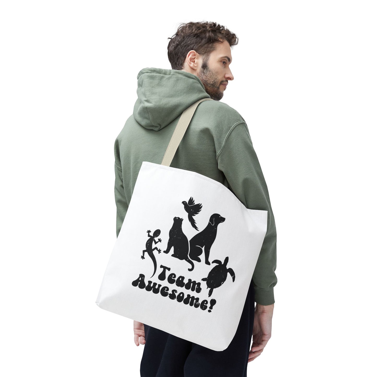 Unisex Animal Lover Lizard Cat Bird Dog Turtle Team Awesome Tote Bag