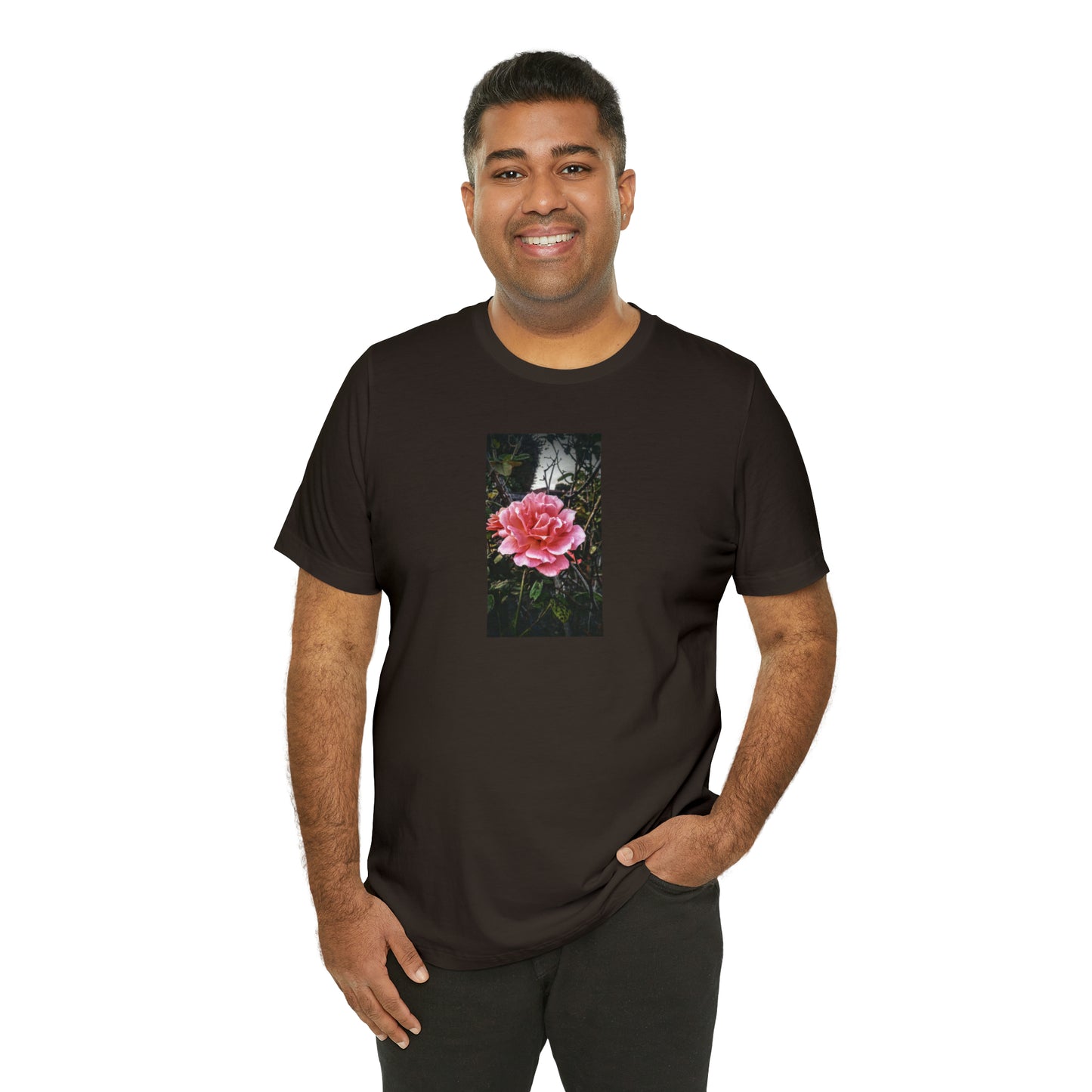 Unisex Gardening Shirt Double Delight Rose Print