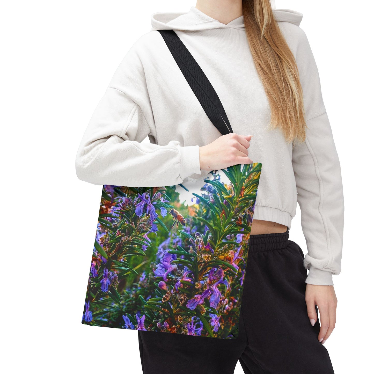 Garden Themed Bee and Rosemary Tote Bag