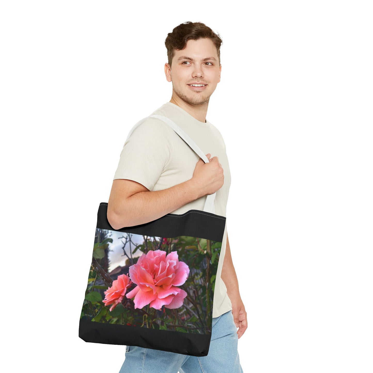 Unisex Garden Themed Double Delight Roses Reusable Tote Bag