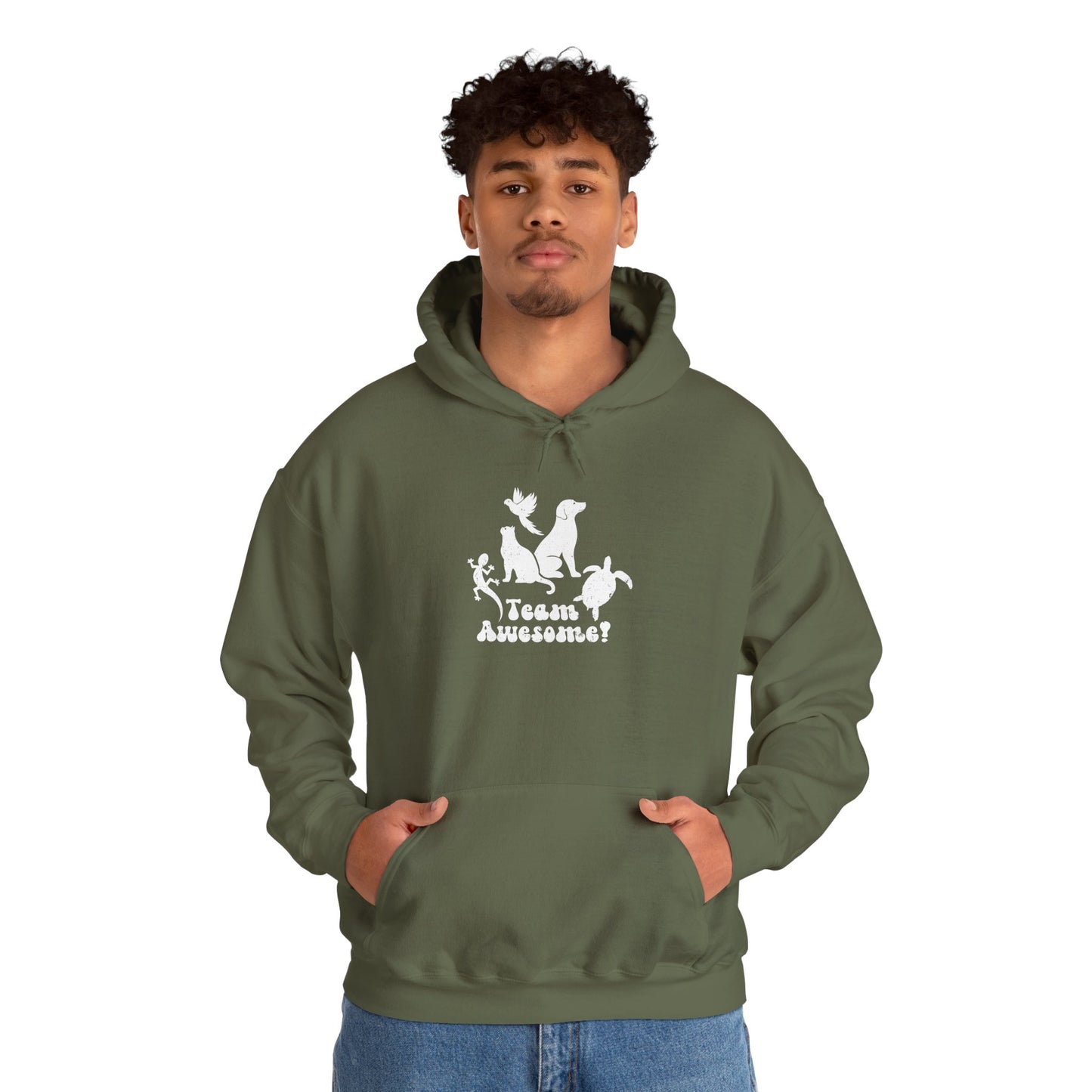 Unisex Animal Lover Lizard Cat Bird Dog Turtle Team Awesome Hooded Sweatshirt