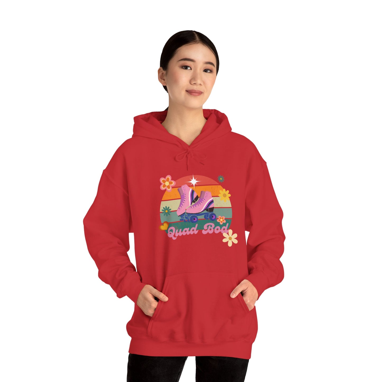 Unisex Heavy Blend™ Quad Bod Retro Vibes Rollerskater Hooded Sweatshirt