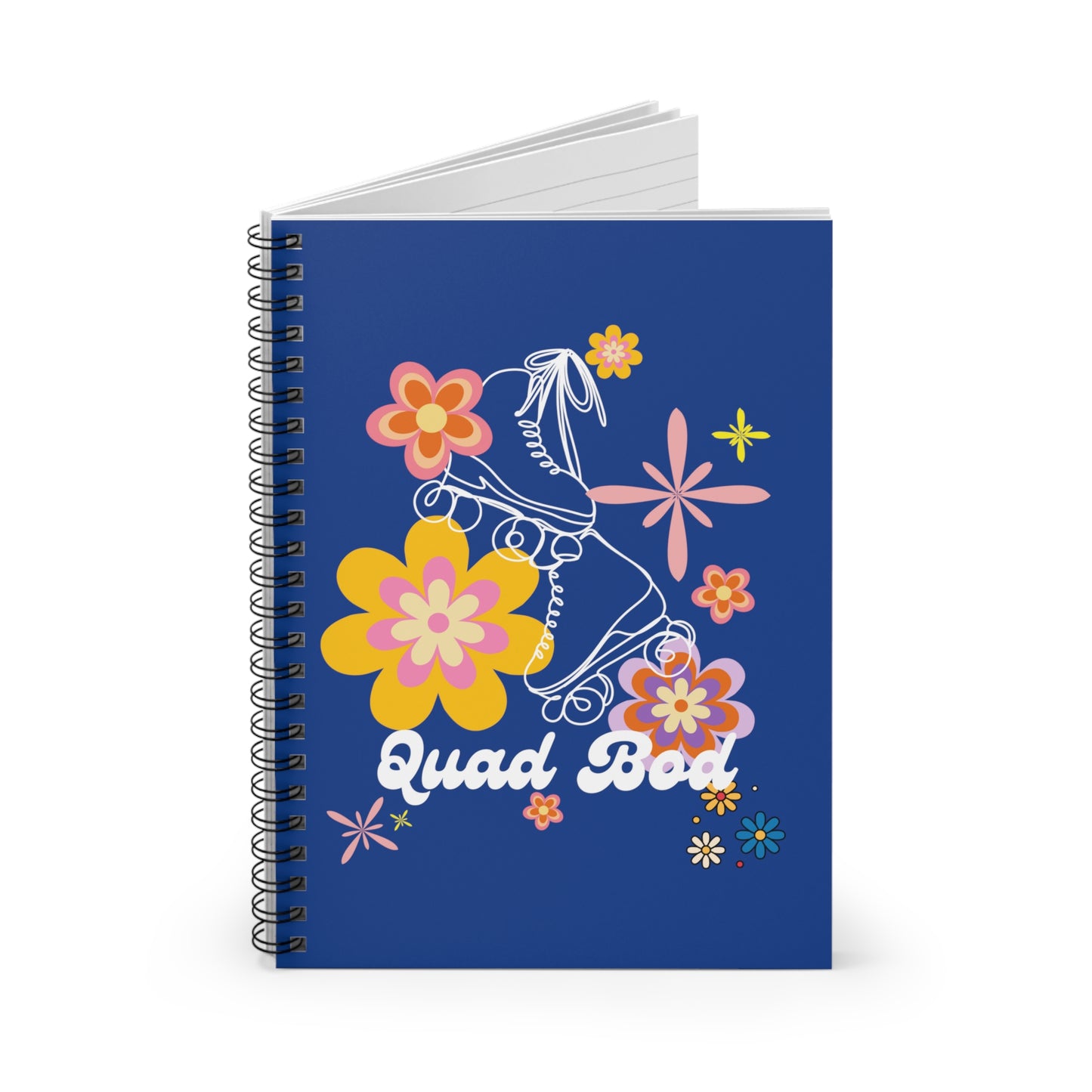 Spiral Notebook - Ruled Line, Dark Blue Quad Bod Retro Vibes Rollerskate Theme, EDC 118 pages