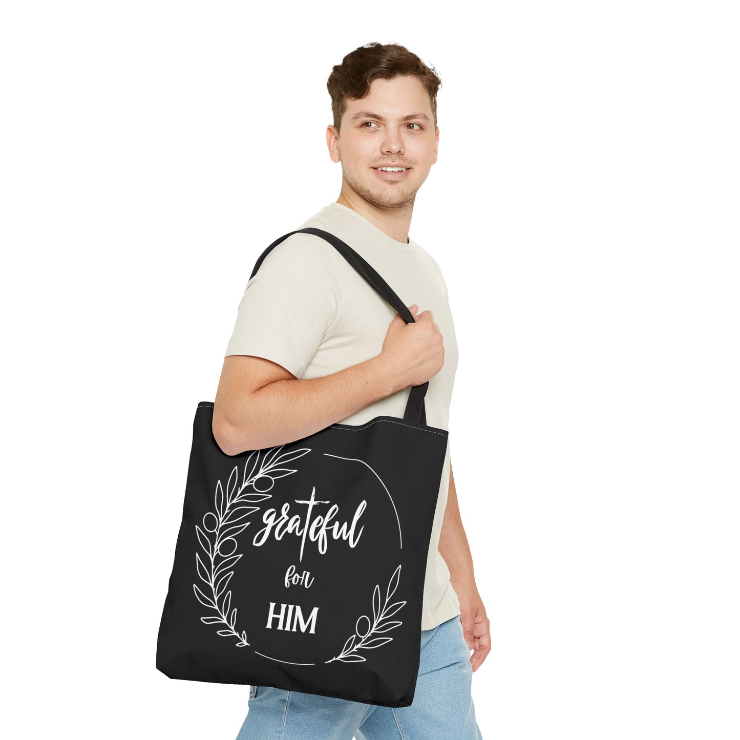 Unisex graTeful For Him Round Motif Tote Bag