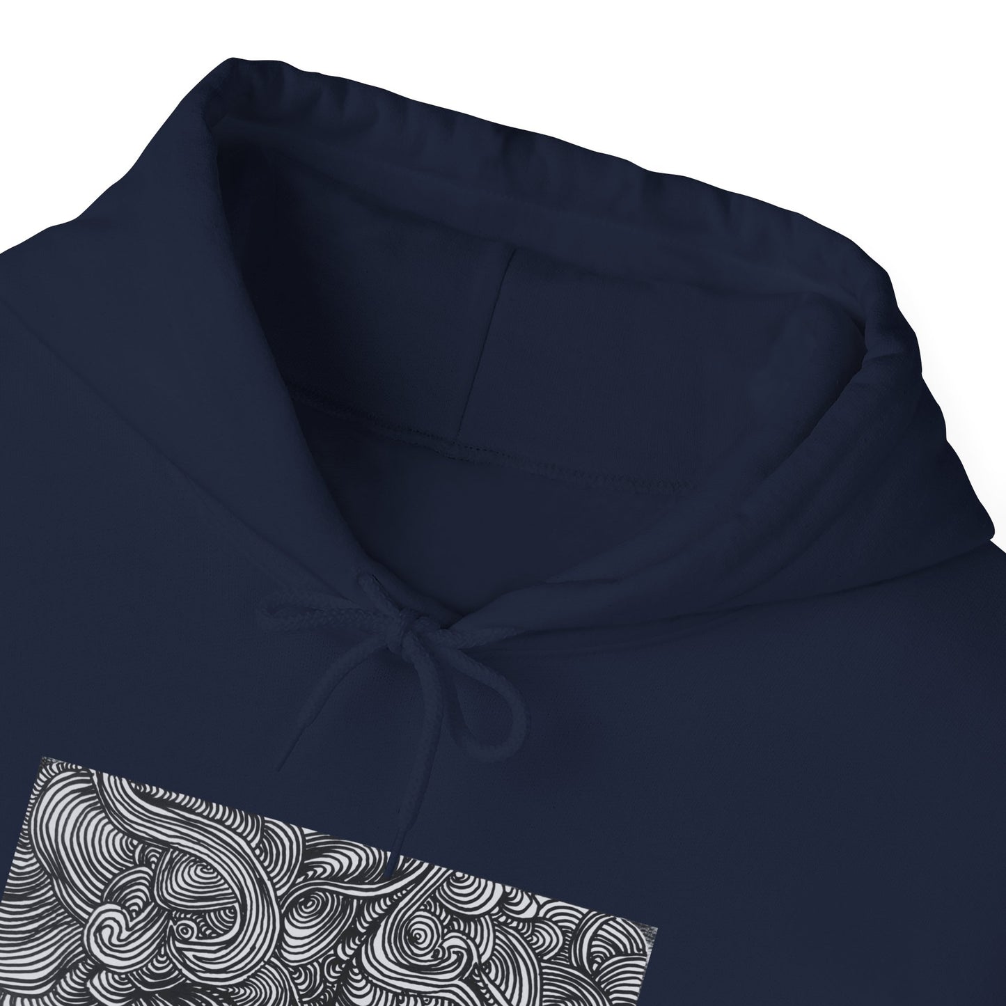 Unisex Heavy Blend™ Original Minimalist Line Art Midsize Print Hooded Sweatshirt - Liquid