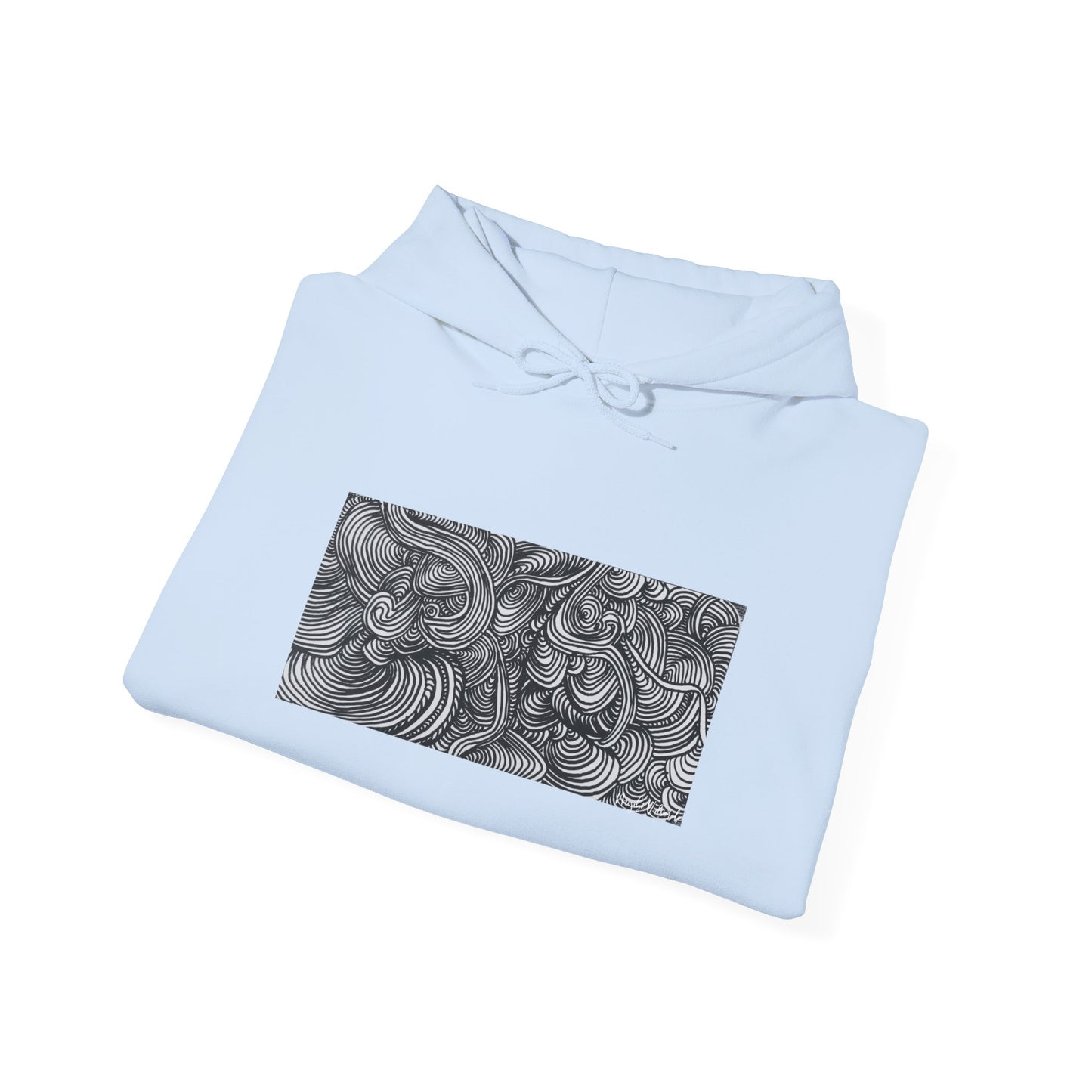 Unisex Heavy Blend™ Original Minimalist Line Art Midsize Print Hooded Sweatshirt - Liquid