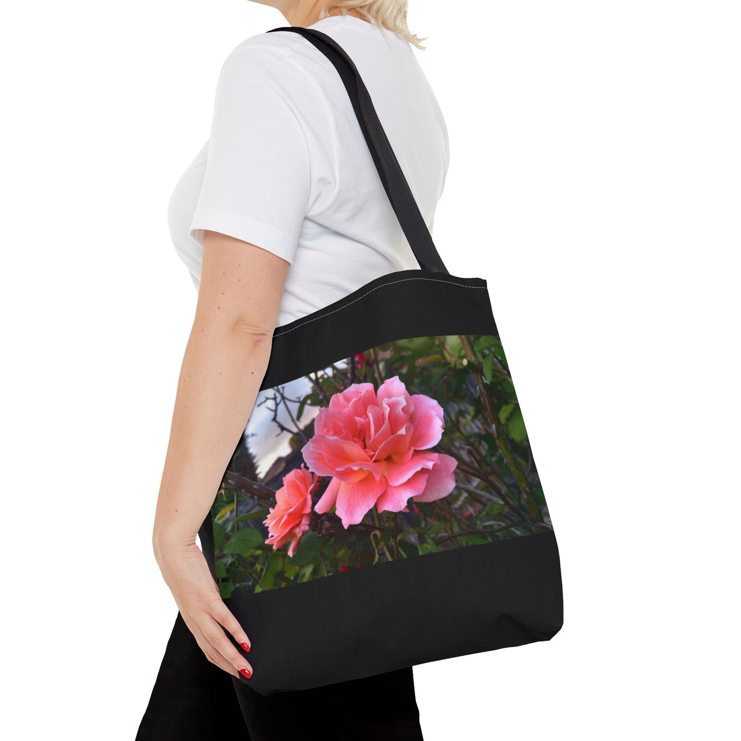 Unisex Garden Themed Double Delight Roses Reusable Tote Bag