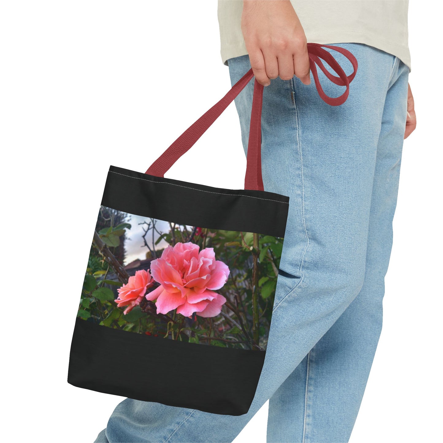 Unisex Garden Themed Double Delight Roses Reusable Tote Bag