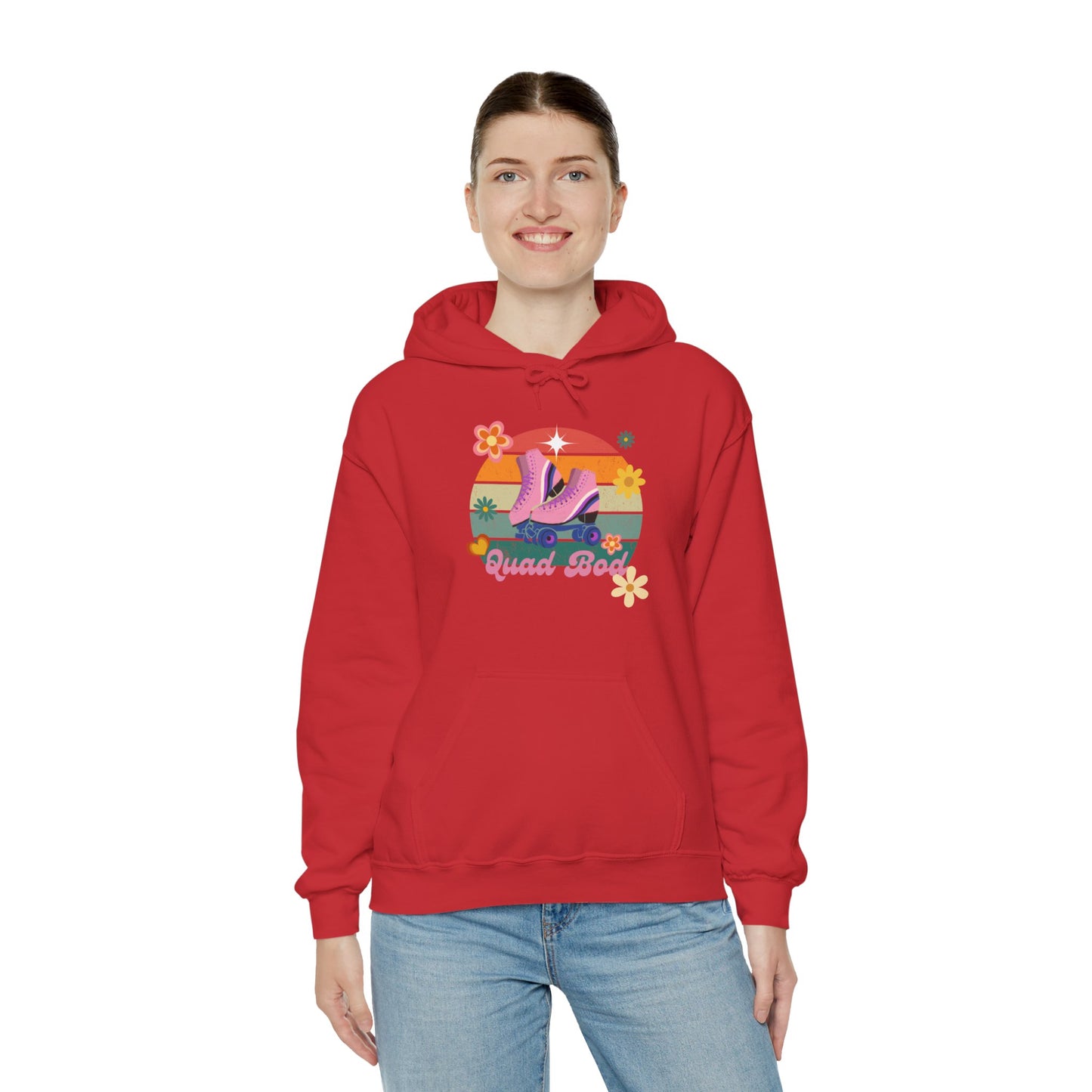 Unisex Heavy Blend™ Quad Bod Retro Vibes Rollerskater Hooded Sweatshirt