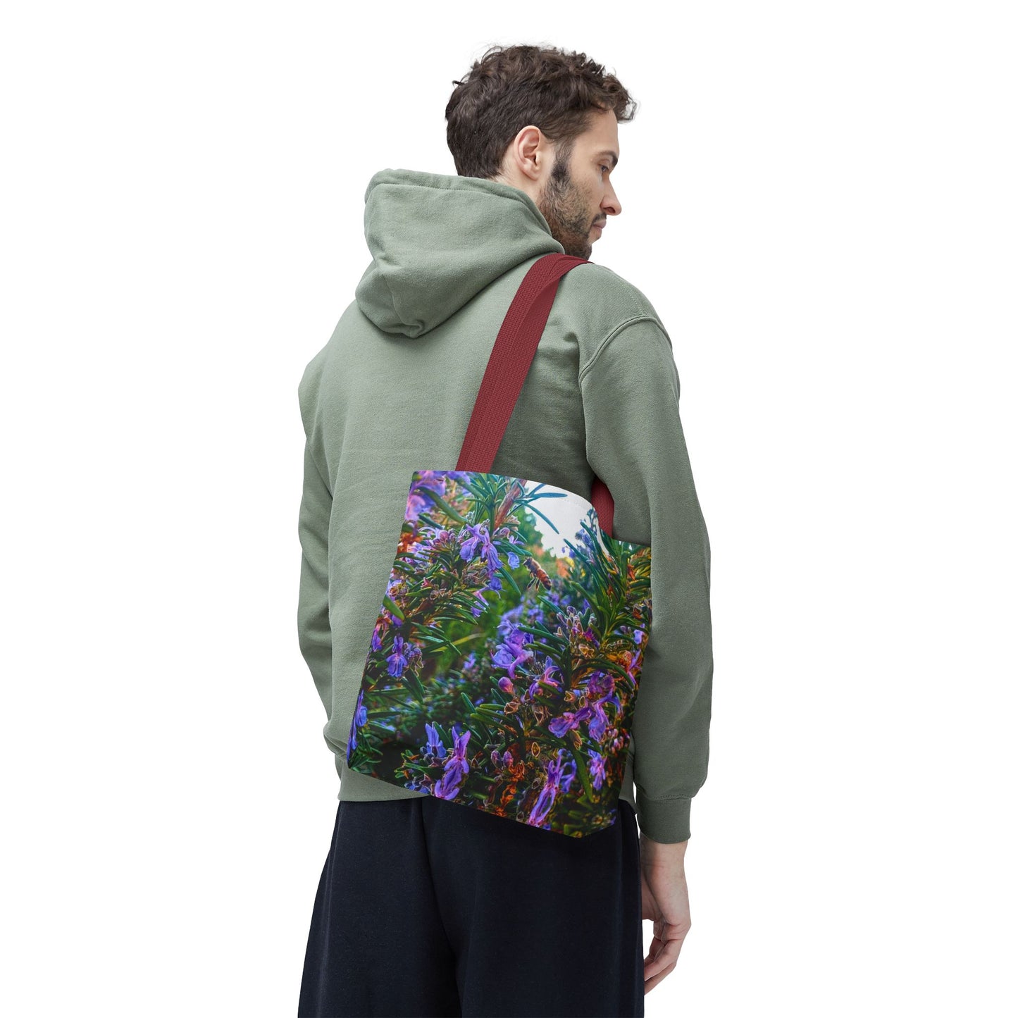 Garden Themed Bee and Rosemary Tote Bag