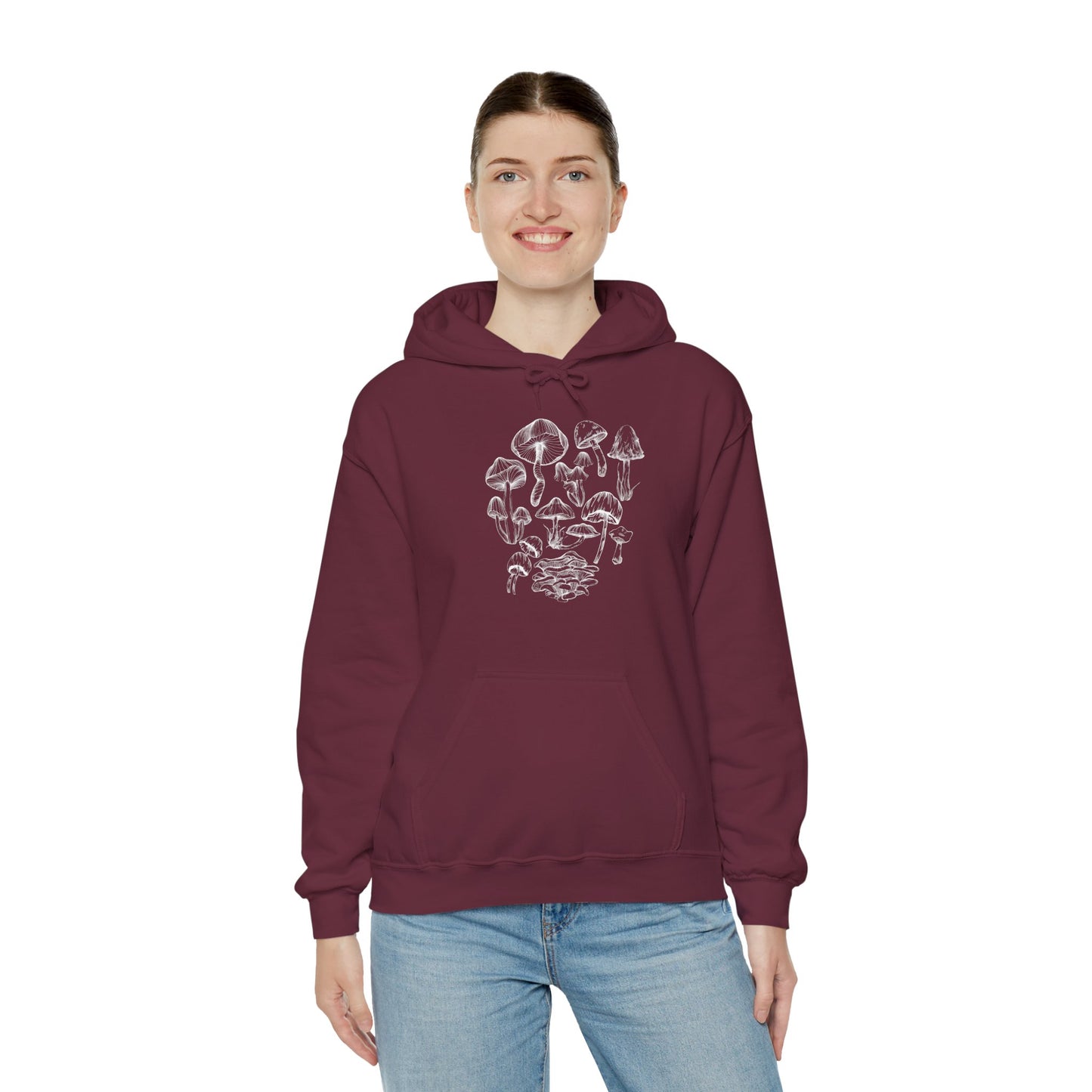 Unisex Mushroom Lover Fungi Print Toadstool Hooded Sweatshirt