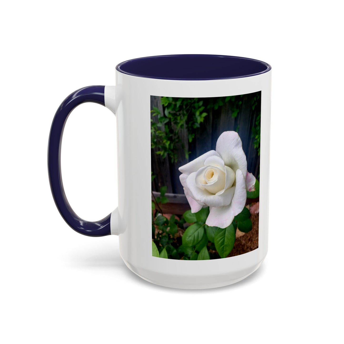 11oz/15oz Garden Themed White Sugar Moon Hybrid Tea Roses Coffee Mug