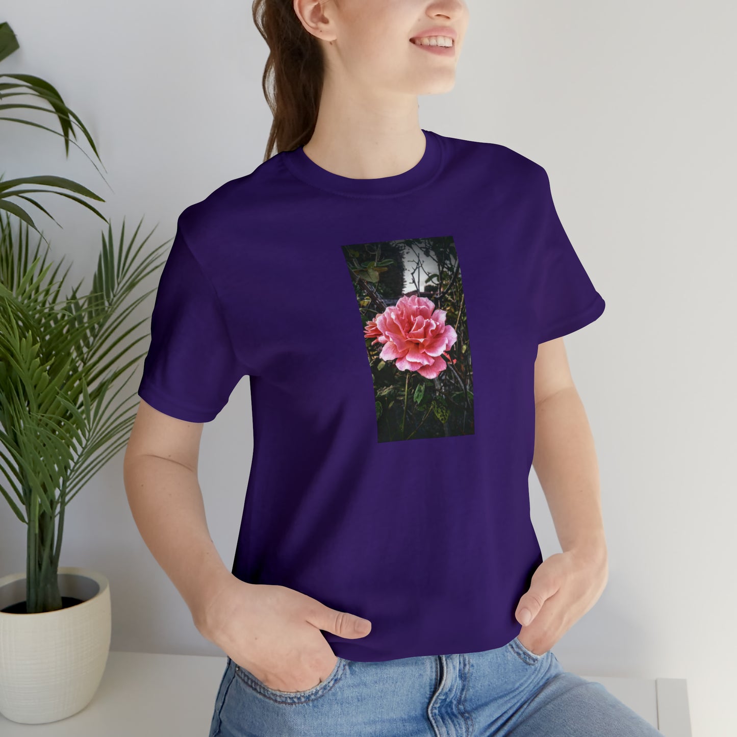 Unisex Gardening Shirt Double Delight Rose Print