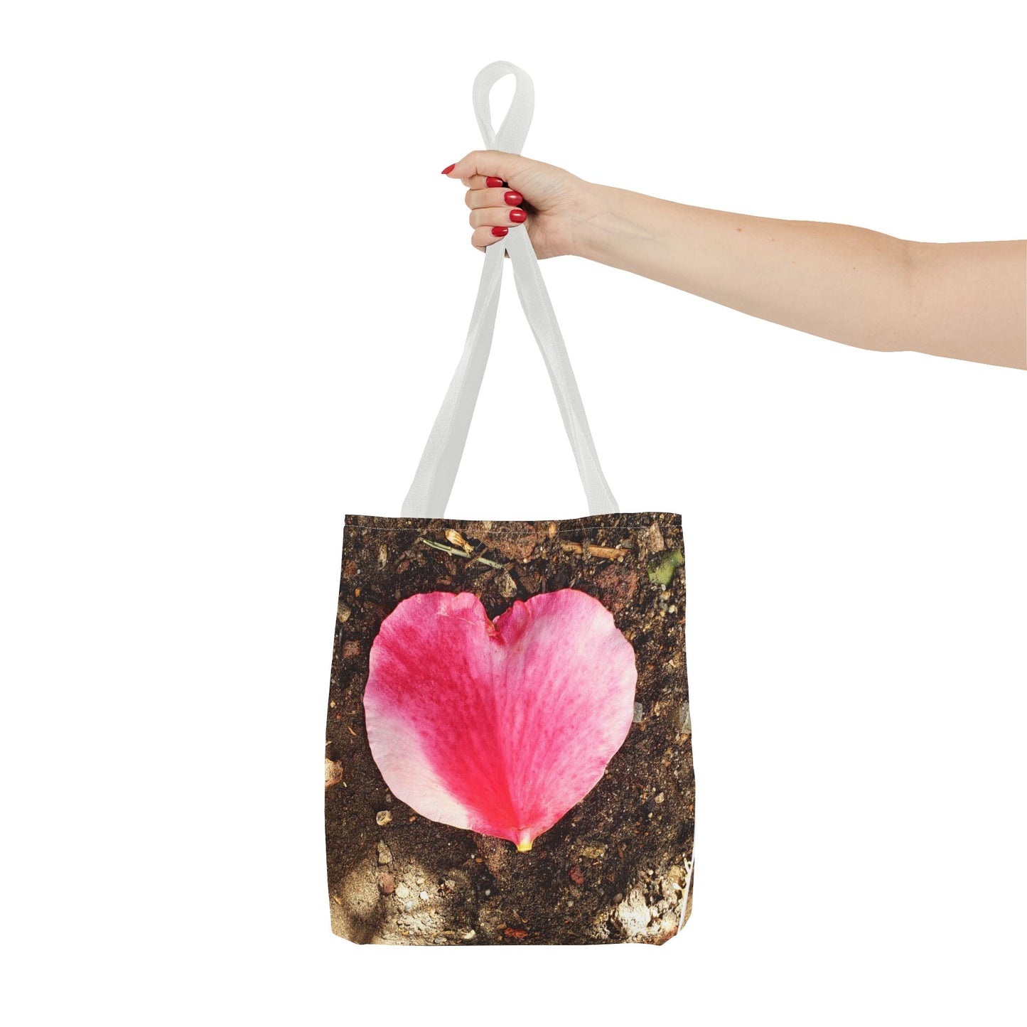 Unisex Garden Themed Double Delight Heart Shaped Rose Petal Tote Bag